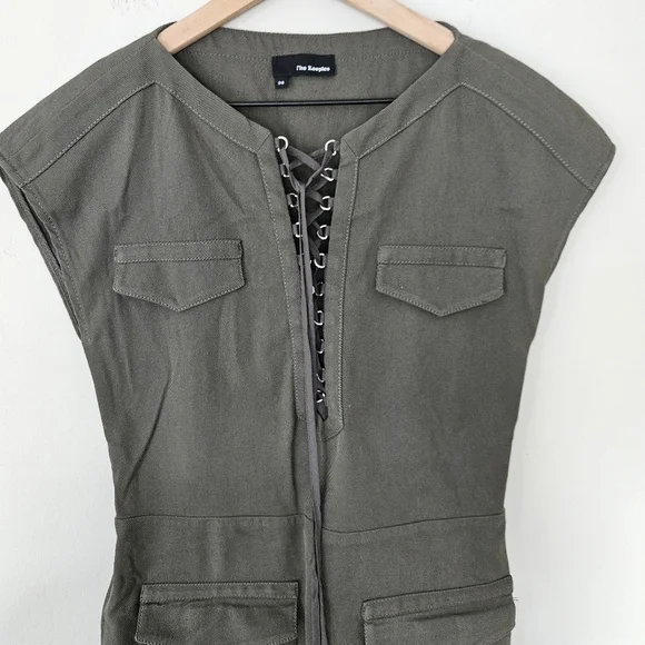 The Kooples army green front tie cargo dress size 38 - Picture 5 of 10